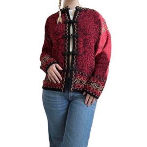 Nordic Design Floral Cardigan Sweater Wool Cotton
 Size - Petite Large